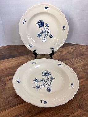 IKEA ARV IDYLL blue and white floral large rim soup pasta bowls